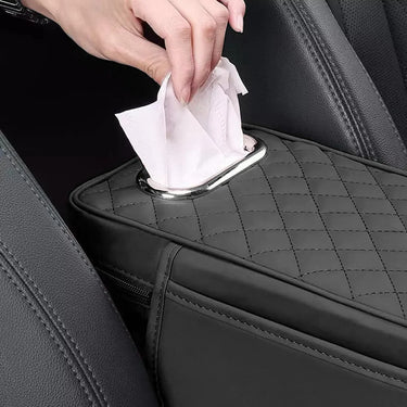 Car Armrest Cushion With Tissue Box & Storage Pocket For Toyota Honda Suzuki Kia Hyundai & More